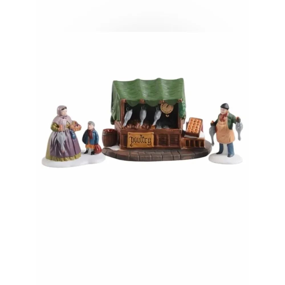 Dept 56 Poultry Market Heritage Village Dickens Series #5559-0 Set of 3 EUC Box